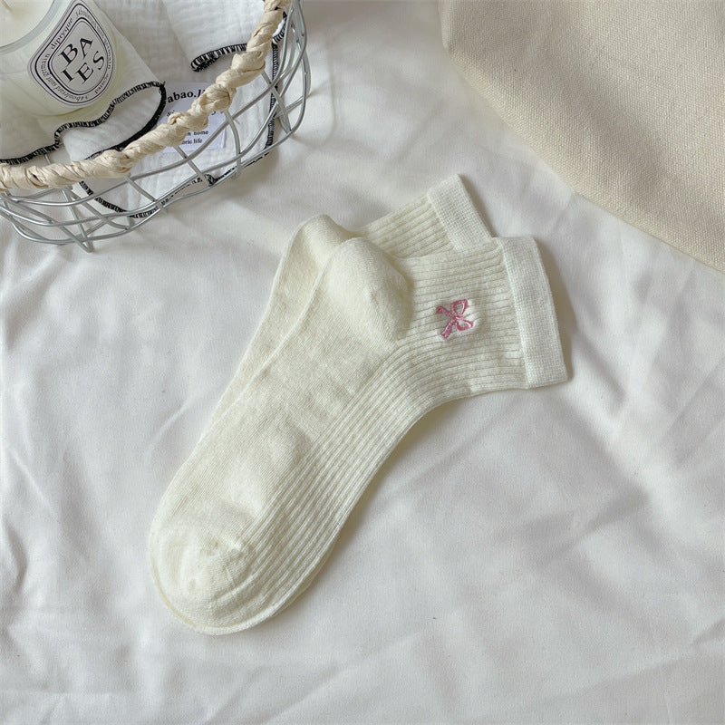 Bow Embroidered Short Thin Socks 41c25f92 0417 4720 9bc1 9168cd2be512