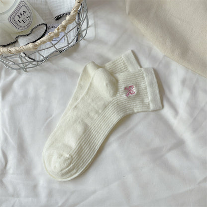 Bow Embroidered Short Thin Socks 41c25f92 0417 4720 9bc1 9168cd2be512