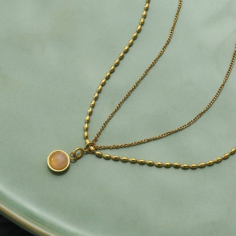 Vintage Rice Beads Double Layer Necklace Natural Stone 41cb2f4a f646 4f39 b347 5c91addd4110