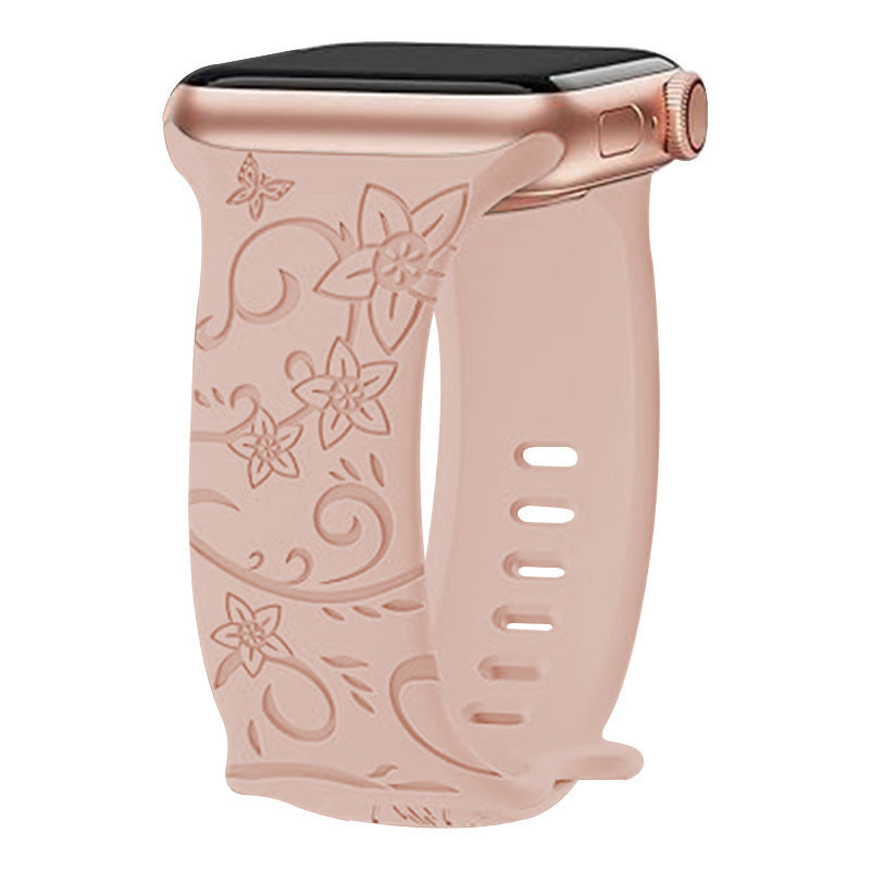 New Laser Carving Embossed Brocade Flower Butterfly Clasp Silicone Strap 4204b73d ed4f 462d badd 3e85daa92d2e e4fd5dad f59d 4