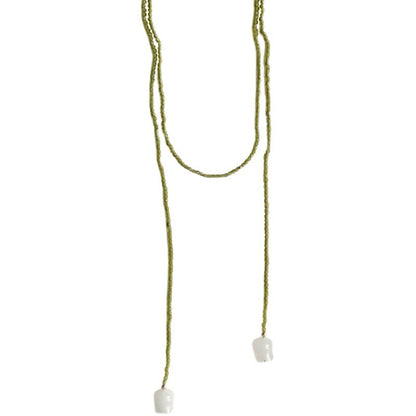 Natural White Jade Lily Olive Green Crystal Winding Necklace 421625f8 713e 41b1 a55f d90d7aa0e179