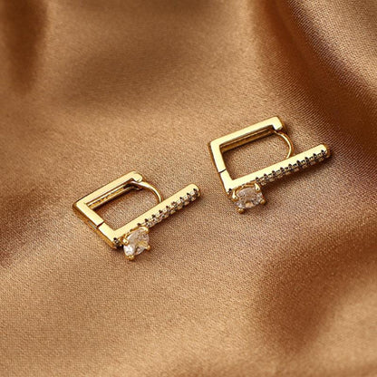Exquisite Geometric Square Zircon Earrings Temperament Entry Lux
