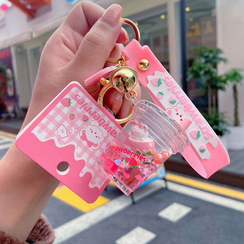 Floating Strawberry Bear Oil Key Chain Pendant 426becf9 75af 4225 b263 ad242a98af53