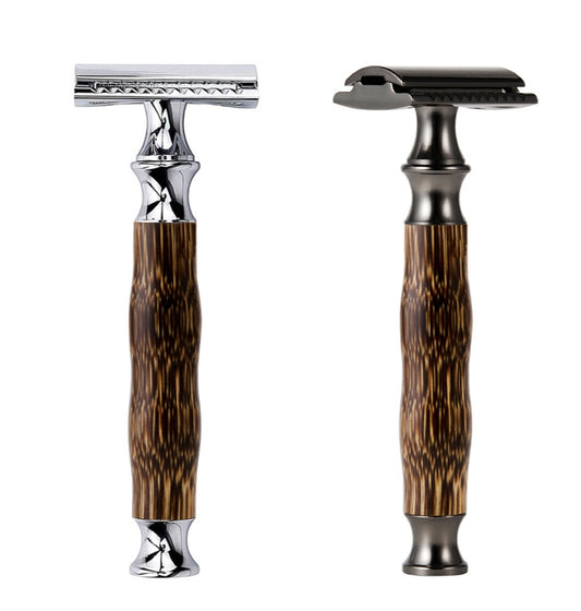 Bamboo Razor Silver Gun Color Shaver Safety Retro Manual Beard Shaving 4271d5db c41f 45b8 97e3 bb60b8440c16