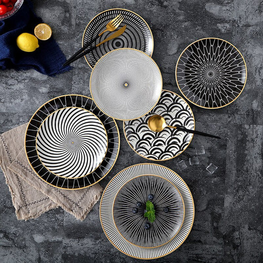 8-inch Nordic Style Geometric Series Ceramic Breakfast Plate Western Steak Flat Dish Plate Fruit Plate Decoration Hanging Plate - HD Wireless Product #1
