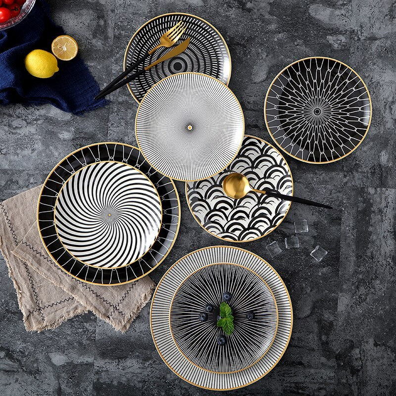 8-inch Nordic Style Geometric Series Ceramic Breakfast Plate Western Steak Flat Dish Plate Fruit Plate Decoration Hanging Plate - HD Wireless Product #8