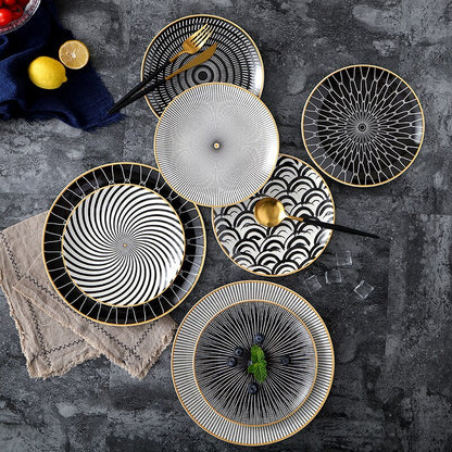 8-inch Nordic Style Geometric Series Ceramic Breakfast Plate Western Steak Flat Dish Plate Fruit Plate Decoration Hanging Plate - HD Wireless Product #8