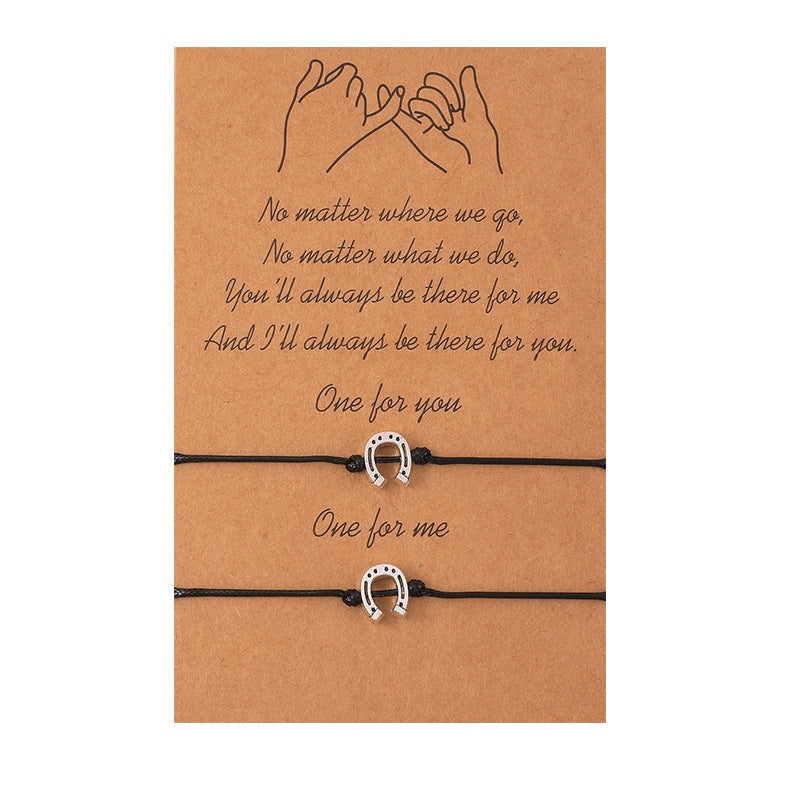 Simple Alloy Sun And Moon Wax Wire Weaving Adjustable Card Lovers Bracelet 428c8998 1571 4b06 b6ed 183e92a473f8