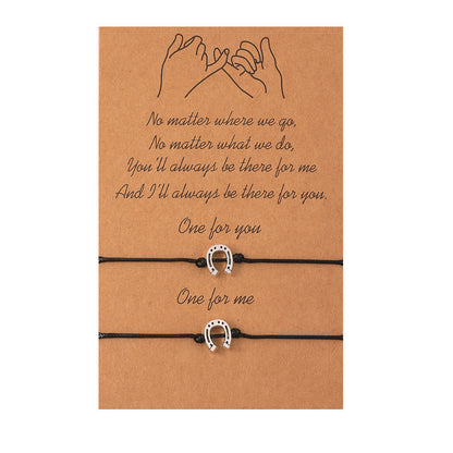 Simple Alloy Sun And Moon Wax Wire Weaving Adjustable Card Lovers Bracelet 428c8998 1571 4b06 b6ed 183e92a473f8