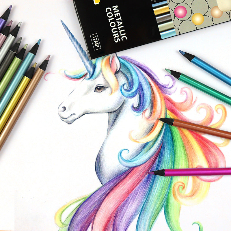 12-color Metallic Colored Pencils - 图片 3
