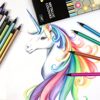 12-color Metallic Colored Pencils - 图片 3