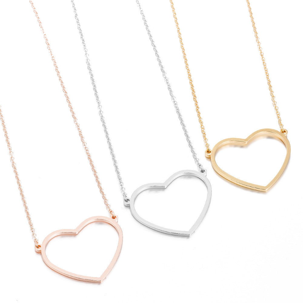 Simple Elegant Peach Heart Women's Clavicle Chain Necklace 42cd1036 e8f2 475c 9e70 e0565eae4c74