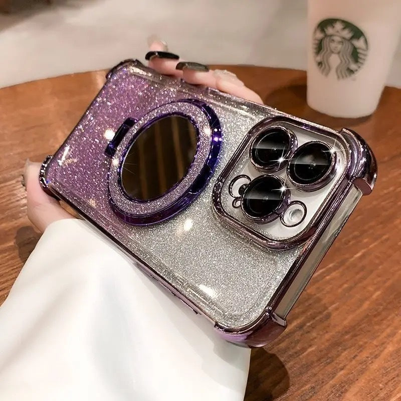 Magnetic Bracket Phone Case With Lens Protector Four Corners Drop-resistant - 图片 2