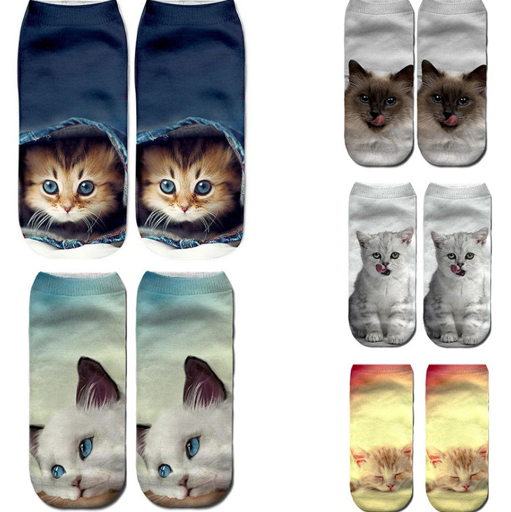 Popular Funny Unisex Short Socks 3D Cat Printed Anklet Socks Casual Socks 4300707881192 a4a0bf8e 098b 466f a4a7 fa67d8ad9176