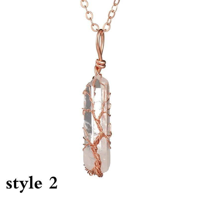 Natural white crystal color plated hexagonal pillar pendant 430394257514