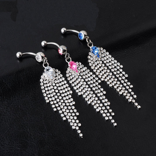 European And American Popular Piercing Jewelry Tassel Water Drop Belly Ring 43074ad3 6026 4250 8fd5 fa4e1f1b524d