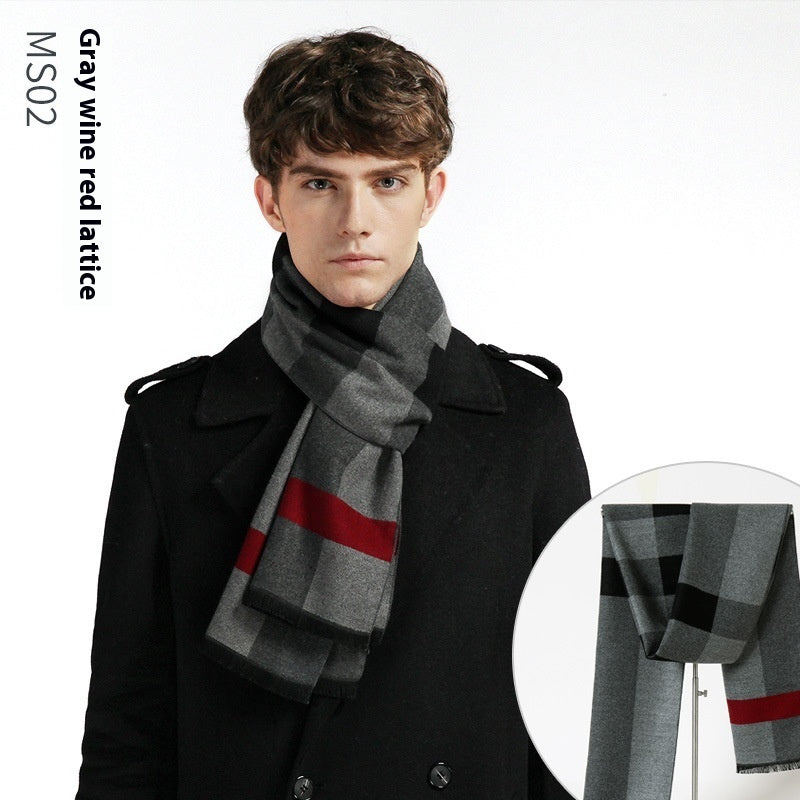 Simple Plaid Warm Keeping Artificial Cashmere Scarf 430ac26c 9167 4fc6 8147 d18168e00e7c trans