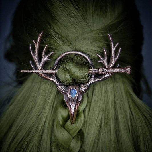 Gothic Retro Crow Skeleton Moonlight Stone Deer Horn Women's Hairpin 430f8114 c35f 4cbb 8f8a af86214f02af