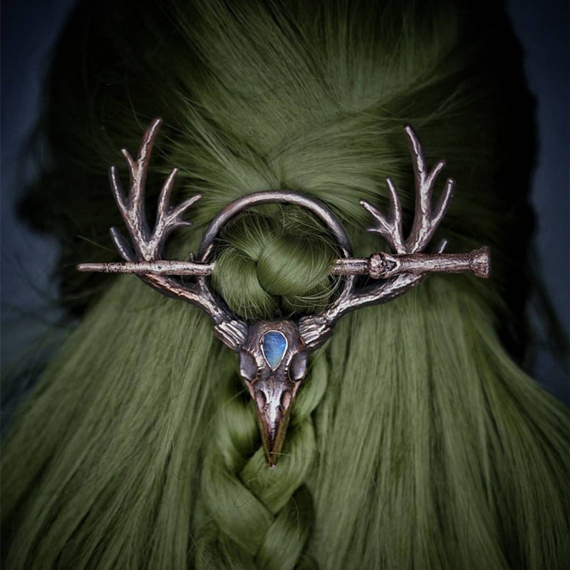 Gothic Retro Crow Skeleton Moonlight Stone Deer Horn Women's Hairpin 430f8114 c35f 4cbb 8f8a af86214f02af f378b7b9 d045 47e3 