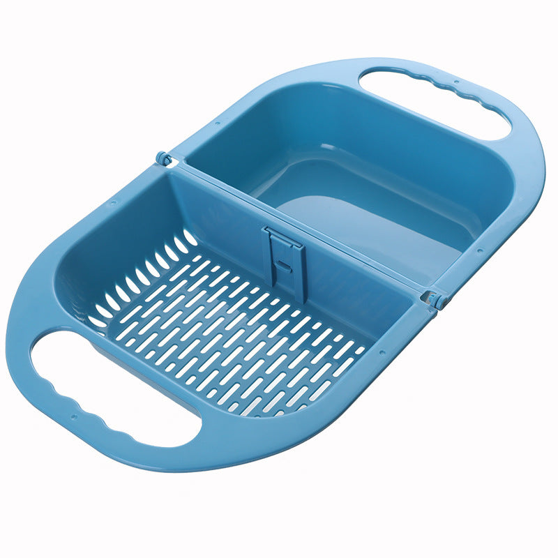 Folding Drain Basket Leaking Fruit Box Vegetable Container Drain Rack Sink with Handle Storage Baskets 431509562921