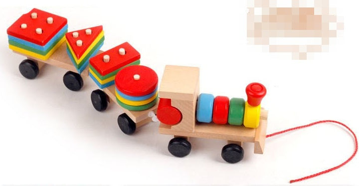 Wooden Train Three-section Tractor Toy Children's Intelligence Puzzle Toys Educational Toys 4326029660160