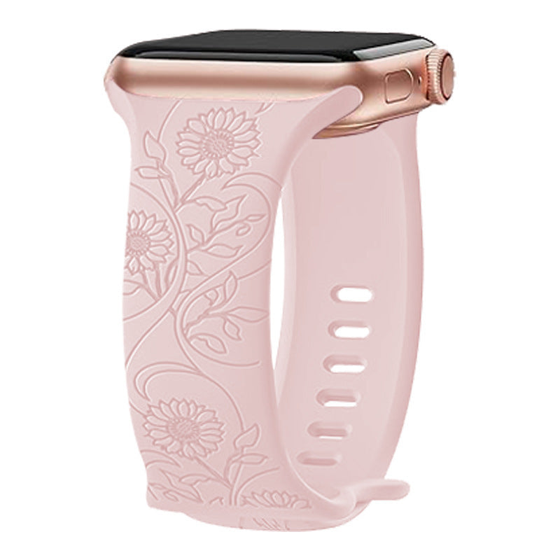 Laser Carved Embossed Brocade Sunflower Silicone Strap 43293b72 237e 41f5 81b6 3dae49ebb925