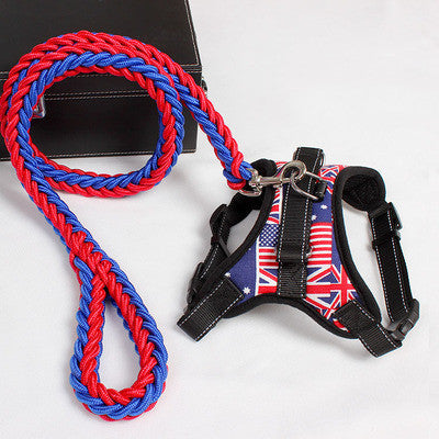 New Nylon Medium Large Dog Harness Collar K9 Padded Extra Reflective Collar Puppy Lead Pets Vest Dog Vest Husky Dogs Supply 4