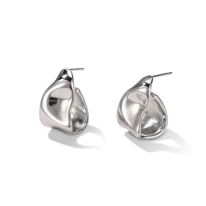 925 Silver Needle New Simple And Irregular C- Shaped Stud Earrings - HD Wireless Product #4