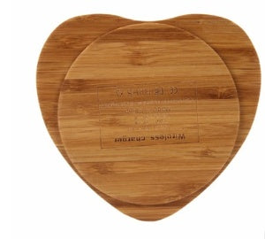 Natural Heart Shape Bamboo Wireless Charger Charging Pad For - 图片 2