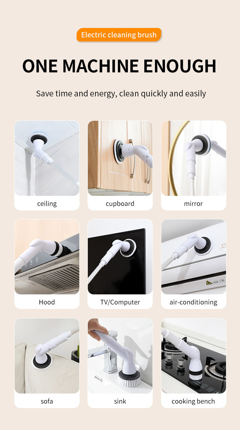 Six in one wireless electric cleaning brush long handle