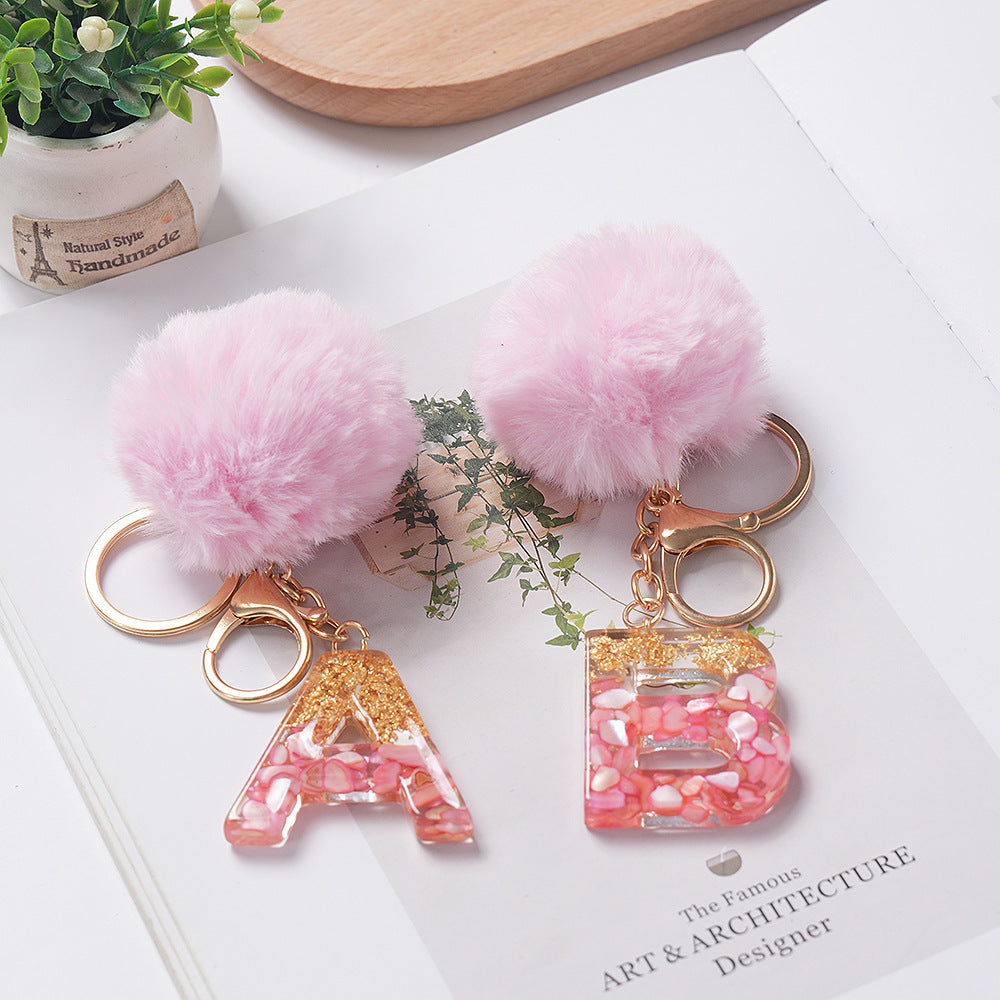 Hair Ball Pendant 26 English Letters Epoxy Keychain 4357d789 9662 4274 8c85 c479f9ffa14a