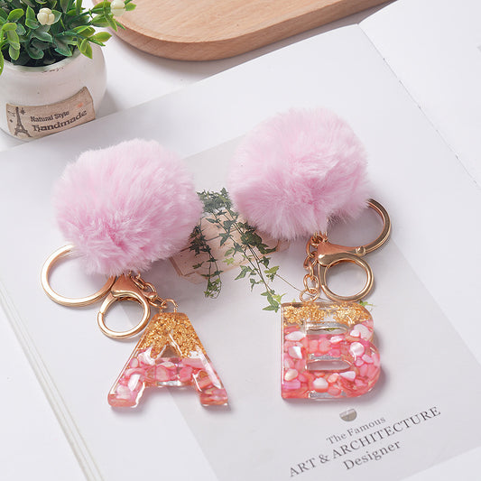 Hair Ball Pendant 26 English Letters Epoxy Keychain 4357d789 9662 4274 8c85 c479f9ffa14a