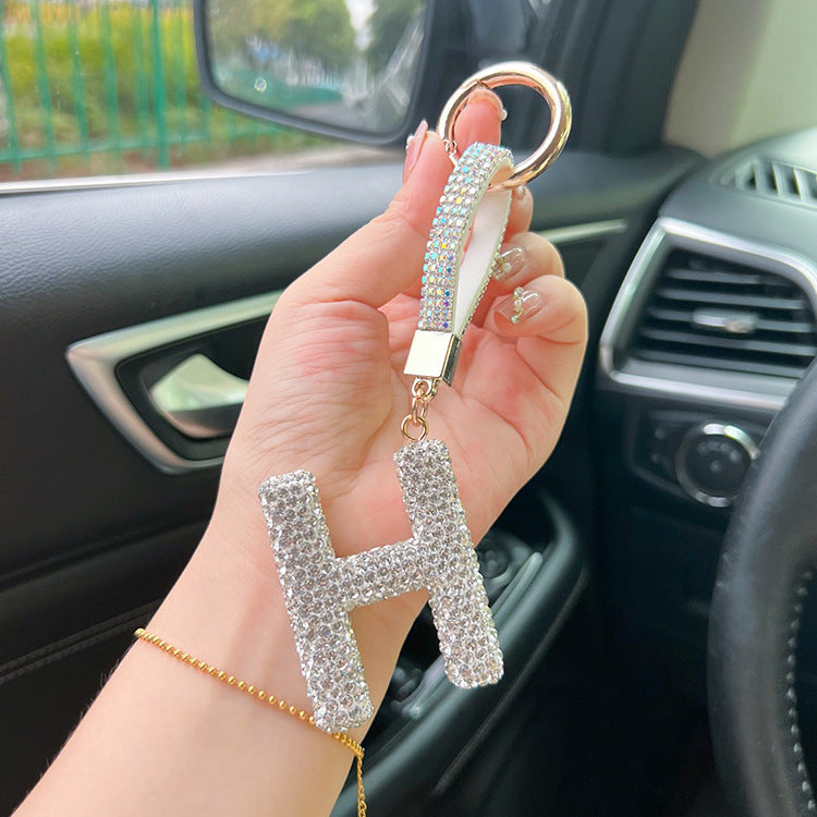 English Letter Keychain Clay Diamond Round Buckle Pendant 4369c849 7f6e 4dc3 977e d167ae3bfa9b