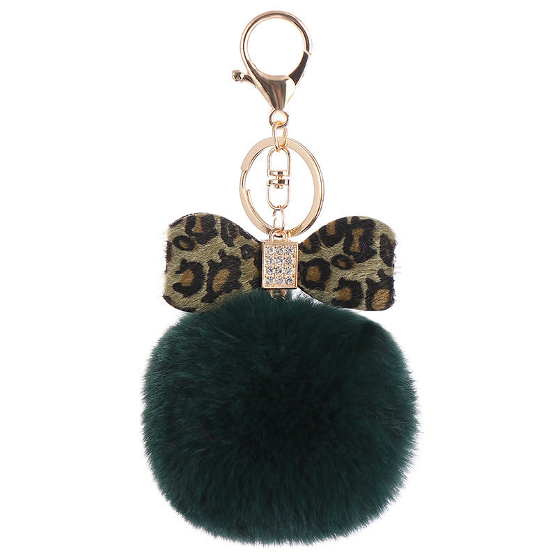Leopard Bow Fur Ball Schoolbag Pendant Key Chain 438e3592 b1fa 4156 b6f9 f08de7f09459