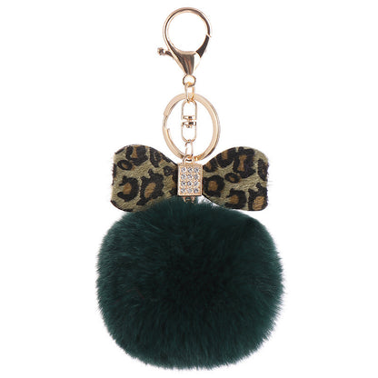 Leopard Bow Fur Ball Schoolbag Pendant Key Chain 438e3592 b1fa 4156 b6f9 f08de7f09459