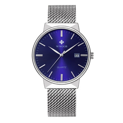 Men's mesh belt quartz watch wholesale ultra-thin waterproof steel 4395802226 577558880