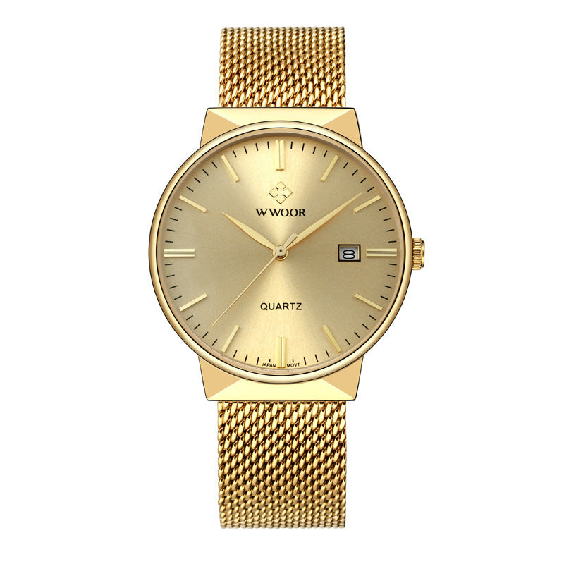 Men's mesh belt quartz watch wholesale ultra-thin waterproof steel 4399056649 577558880