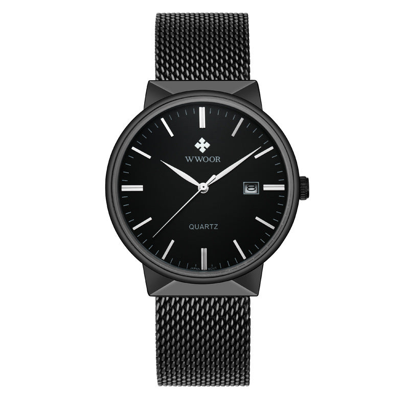 Men's mesh belt quartz watch wholesale ultra-thin waterproof steel 4399068085 577558880