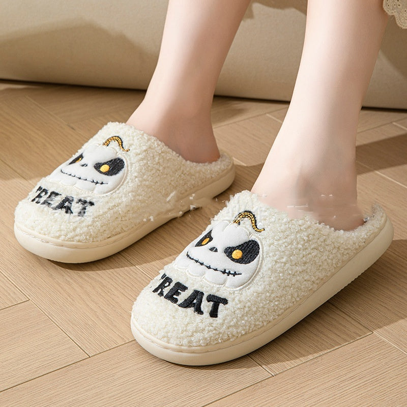 Halloween Cartoon Pumpkin Slippers Fleece-lined Non Slip Cotton Slippers 43a361d9 ff87 4052 a49e e401fa3358c9