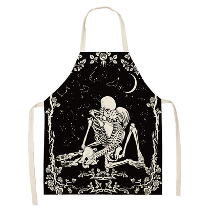 Halloween Skull Printed Cotton And Linen Apron 43aba55d bb19 4607 a485 bf0372cefdde