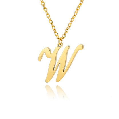 Stainless Steel 26 English Letter Necklace 43b74397 3433 4899 8236 357d23240563