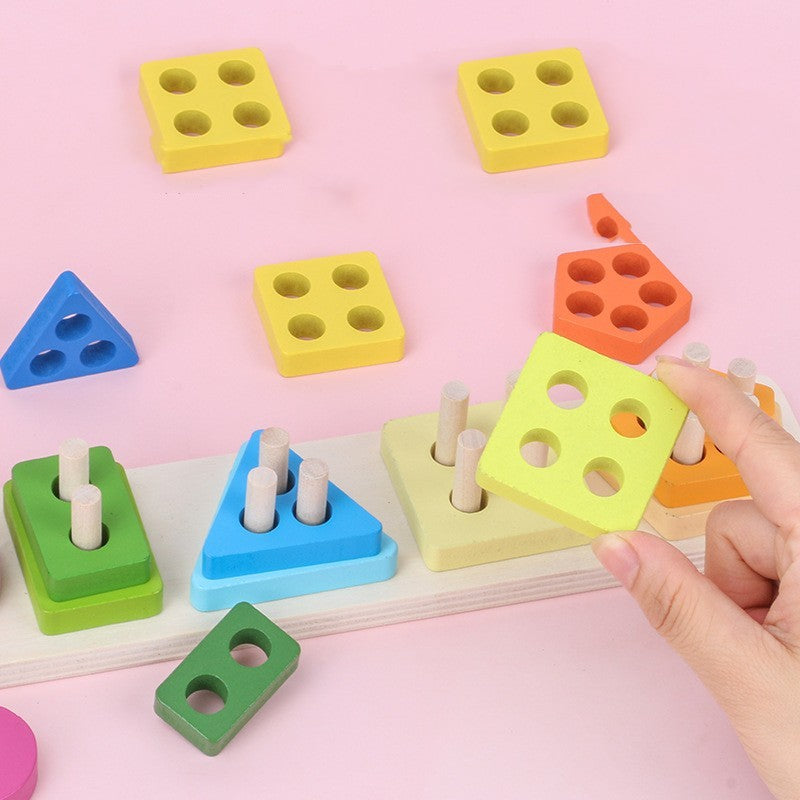 Geometric Shape Five Sets Of Column Building Blocks Early Education Intellectual Development Toys 43c645d5 c64d 49a1 96ca 0b0
