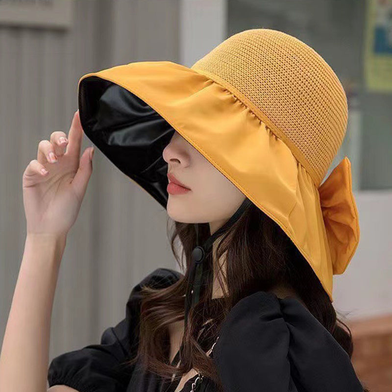 Summer Straw Sunhat With Large Brim And Big Bow Anti-UV Fisherman Hat Outdoor Sunshade And Face Protection Hat 43da980f 9abe 