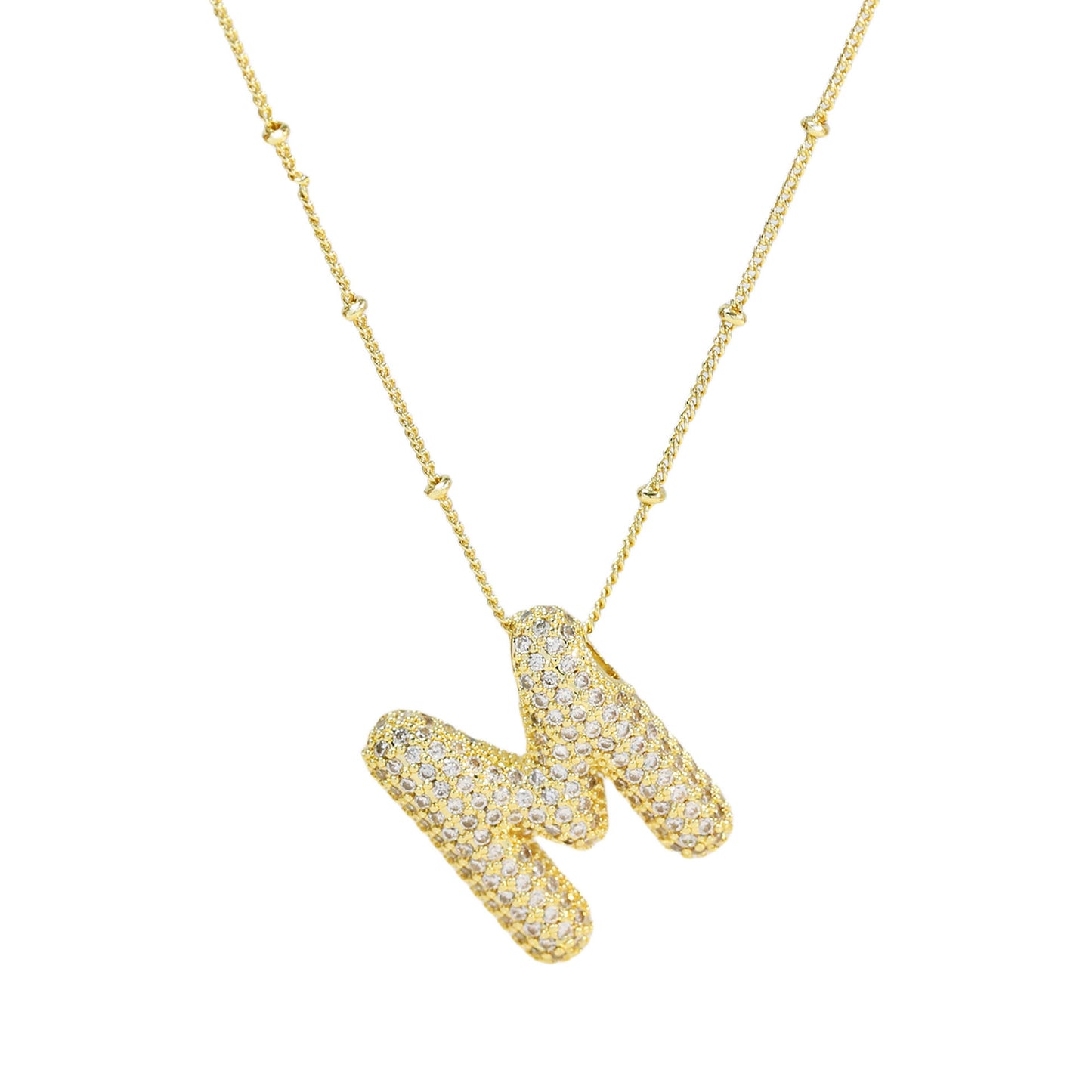 Brass Zircon Bubble Balloon Letter Pendant Necklace For Women 43f87acc 2ef6 4bb7 9ed4 1c928c2ca932