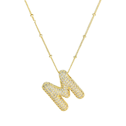 Brass Zircon Bubble Balloon Letter Pendant Necklace For Women 43f87acc 2ef6 4bb7 9ed4 1c928c2ca932