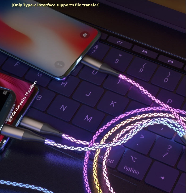 One-to-three Luminous Fast Charging RGB Data Cable - 图片 6
