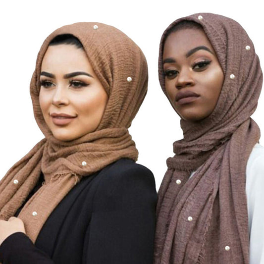 Cotton and linen crumpled monochrome scarf 440000228450