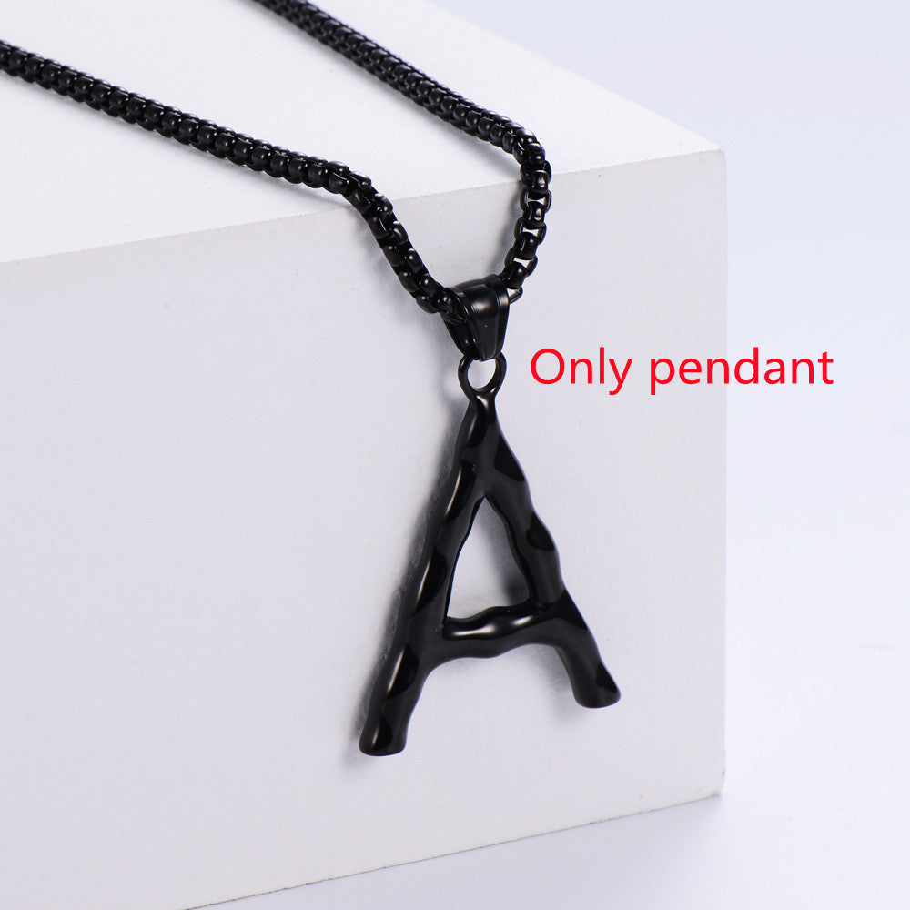 Three-dimensional 26 English Letter Pendant Necklace Fashion Jewelry Titanium Steel Couple Ornament 4408ba8e 7536 442b 8882 6