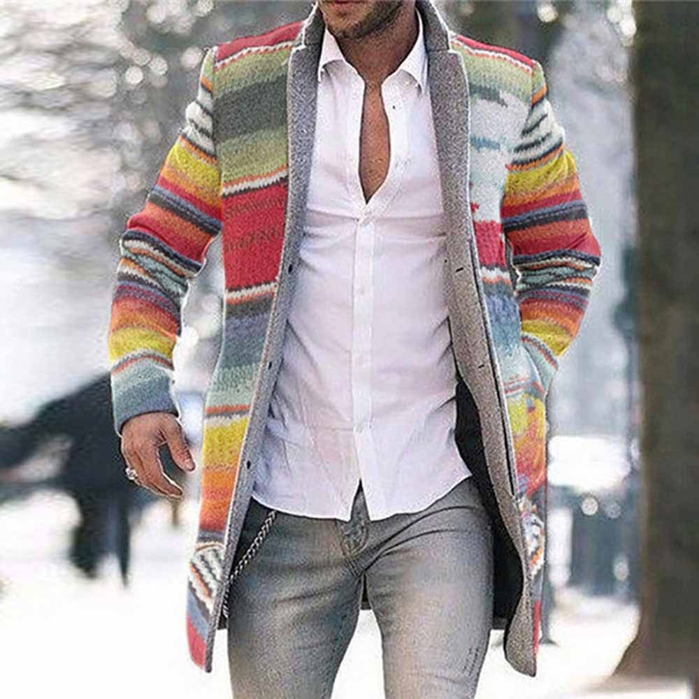 Mid-length Cardigan Casual Trench Coat Men 441366290574