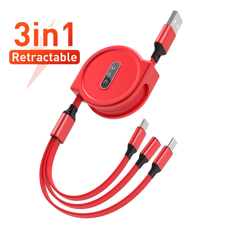 Macaron One-to-three Telescopic Data Cable 3A Fast Charge Three-in-one - 图片 2
